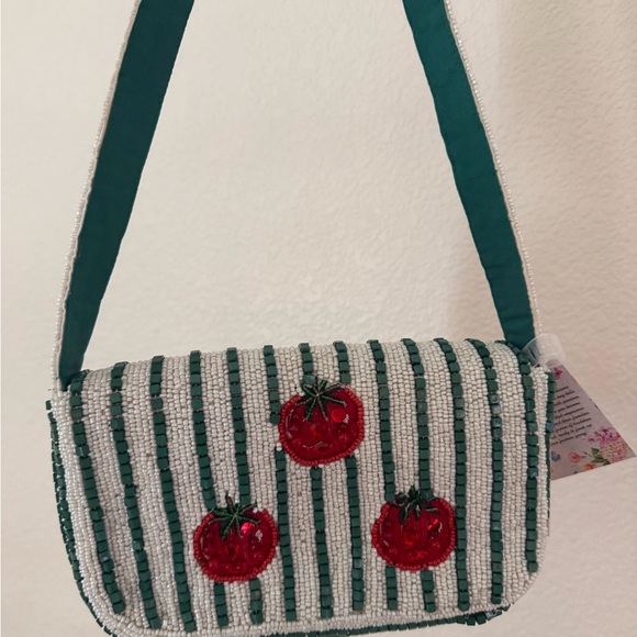 Chic Beaded Crossbody Bag with Tomato Design - Picture 6 of 7